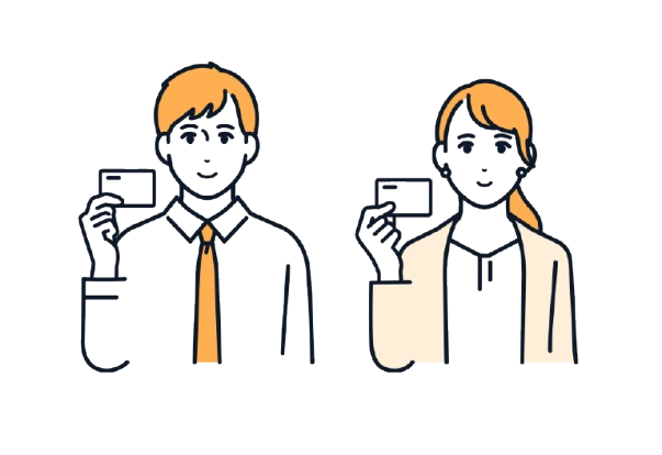 笑顔でカードを持つビジネスパーソンのベクターイラスト素材 笑顔でカードを持つビジネスパーソンのベクターイラスト素材