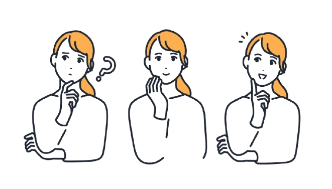 悩みを解決した若い女性のシンプルなベクターイラストセット素材のイメージ 悩みを解決した若い女性のシンプルなベクターイラストセット素材のイメージ